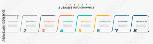 Thin line Infographic label design with number options.Timeline with 8 steps or process. Vector business template for workflow diagram, info chart, annual report, presentation.