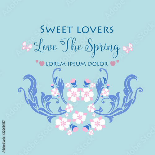 The elegant of leaf and flower frame  for love spring greeting card wallpaper design. Vector