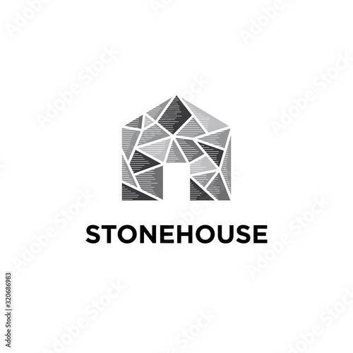 Stone house illustration logo design vector template