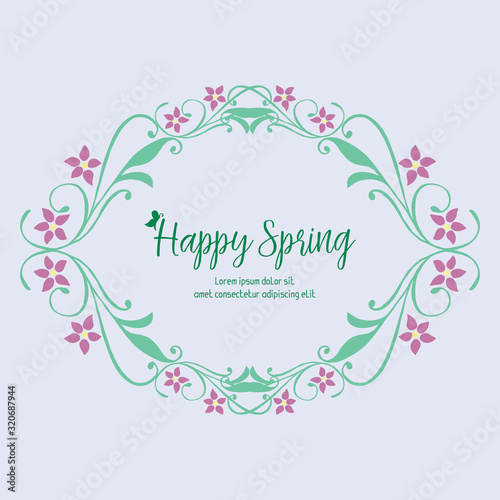 Decorative frame with unique leaves and flower  for happy spring invitation card design. Vector