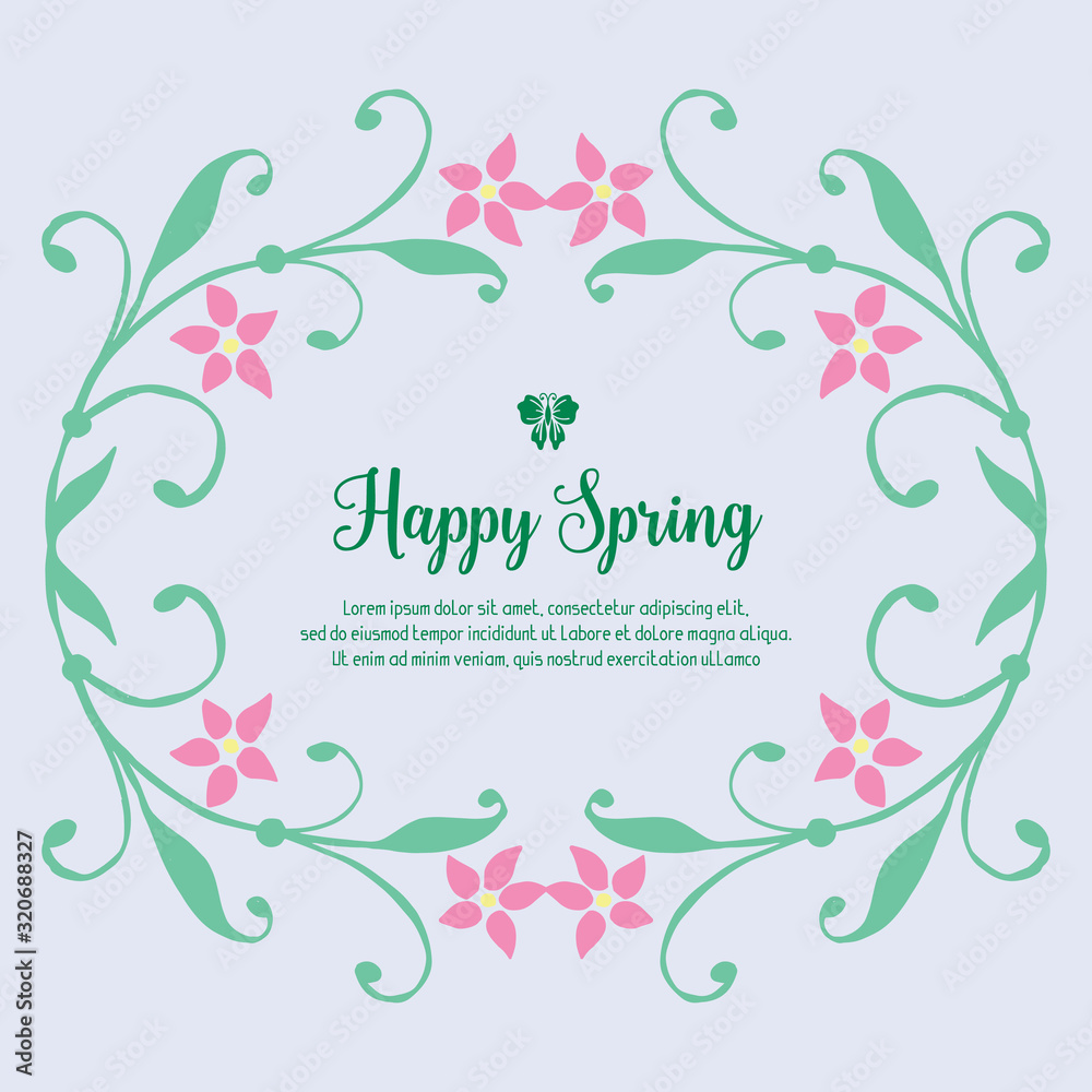 Crowd of leaf and floral frame, for happy spring cards decoration. Vector