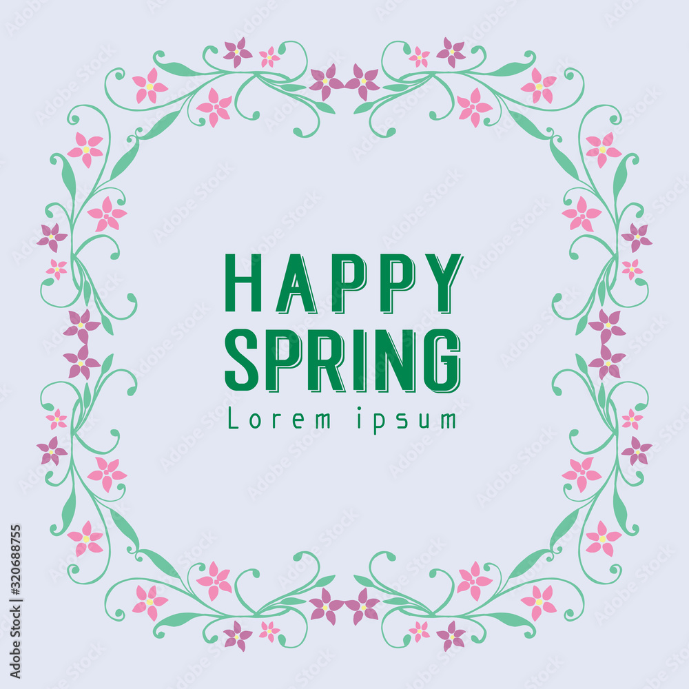 Antique card design, with beautiful leaf and wreath frame, for happy spring greeting card design. Vector