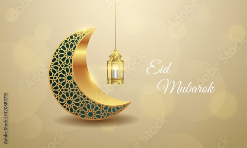 Eid mubarok islamic background vector greeting card