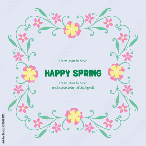 Modern pattern of leaf and floral frame design, for happy spring poster design. Vector