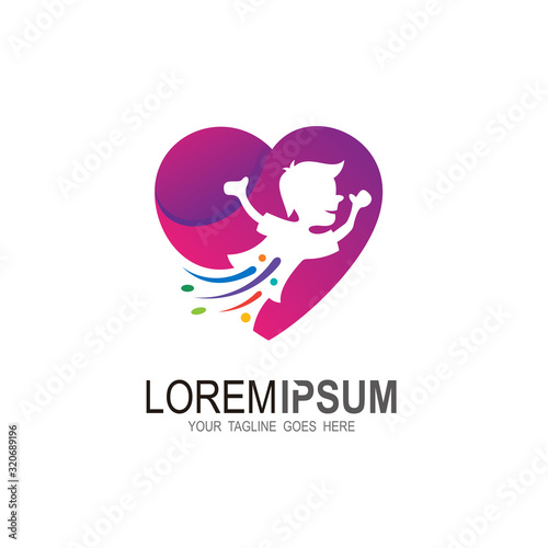 Social logos and charity for children, Education logo with love design, Donation logo © nur