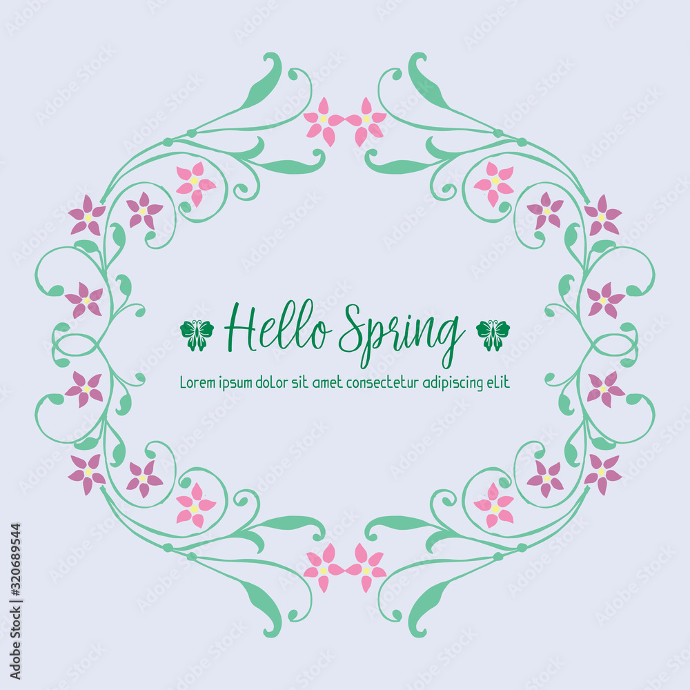 Vintage Pattern of leaf and floral frame, for happy spring greeting card decoration. Vector