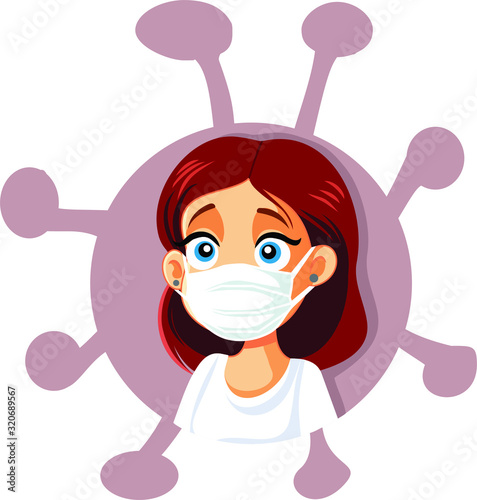 Woman Wearing a Face Mask Vector Illustration