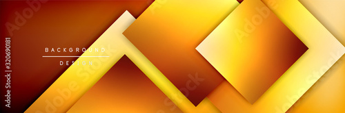 Square shapes composition geometric abstract background. 3D shadow effects and fluid gradients. Modern overlapping forms