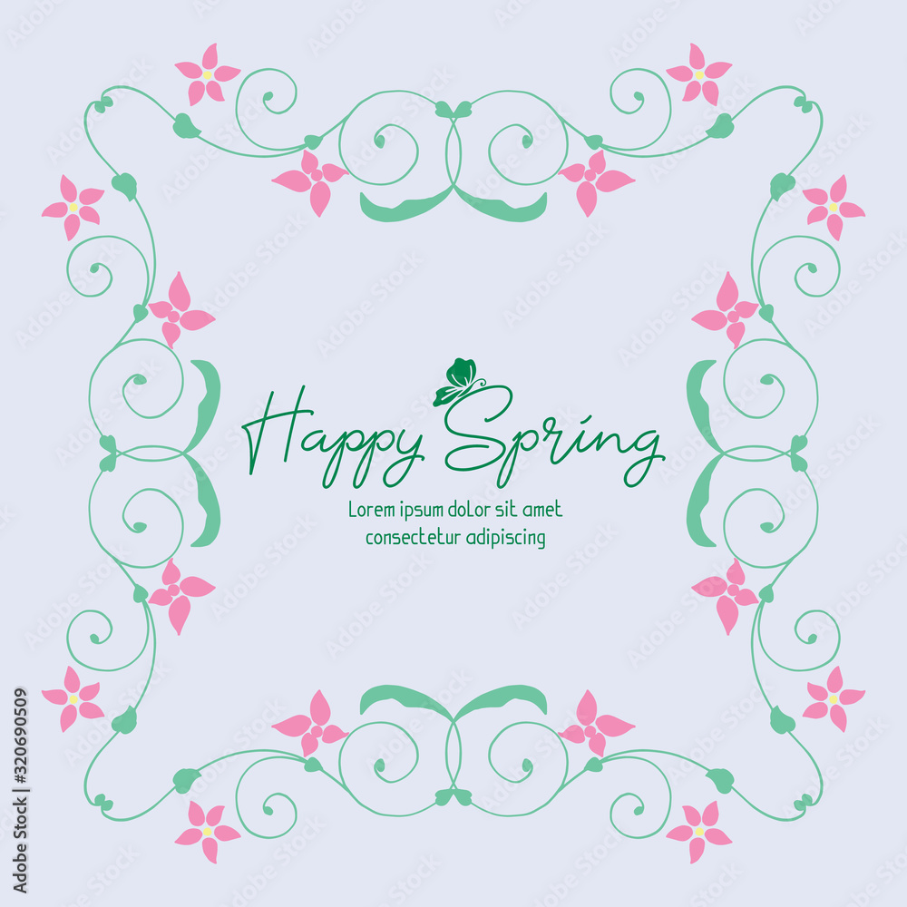 Modern pattern of leaf and flower frame, for happy spring cards decoration. Vector