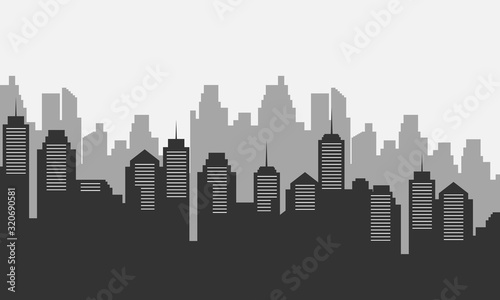 City silhouette background with many buildings mall.