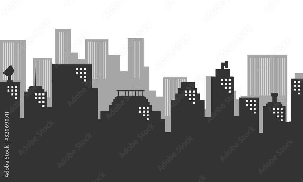 City silhouette background with many buildings mension.