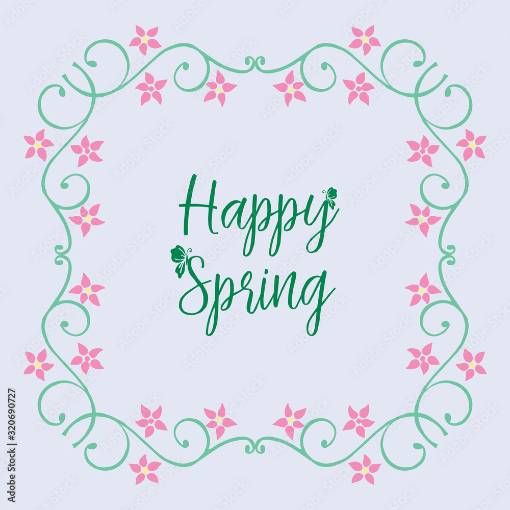 Poster wallpapers design for happy spring, with antique leaf and flower frame. Vector