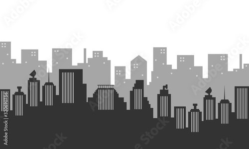City silhouette background with many buildings apartment