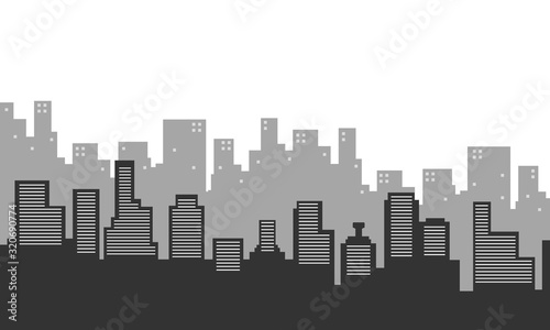 Silhouette background city many buildings and windows