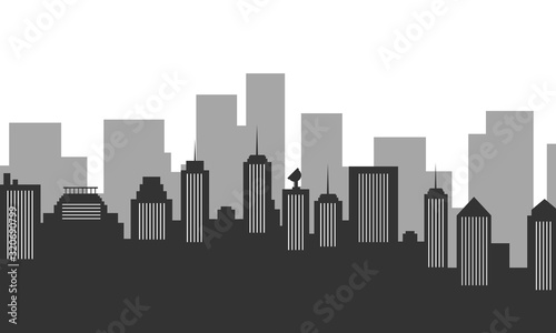 Silhouette background city many buildings and windows