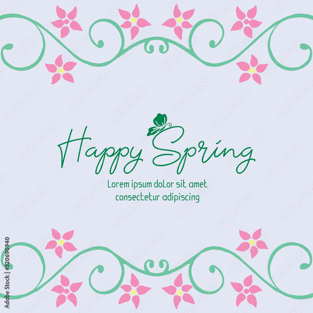 Cute shape of leaf and flower frame, for happy spring poster template design. Vector Cute shape of leaf and flower frame, for happy spring poster template design. Vector
