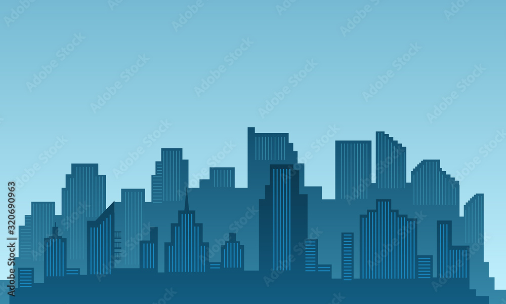 Dusk view with many buildings mall at urban