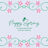 Cute shape of leaf and flower frame, for happy spring poster template design. Vector