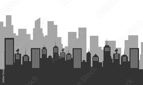 Silhouette background with city buildings many apartment © City