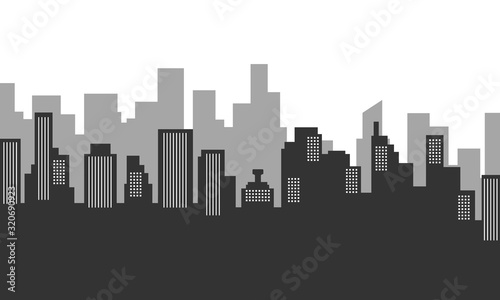 Silhouette background with city buildings many apartment