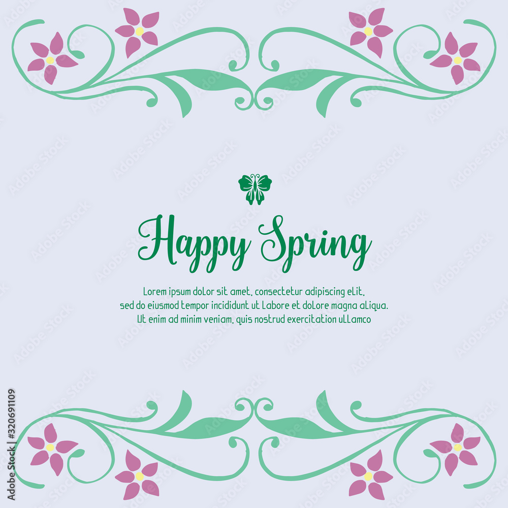 Beautiful Decorative of leaf and floral frame, for happy spring greeting card design. Vector Beautiful Decorative of leaf and floral frame, for happy spring greeting card design. Vector