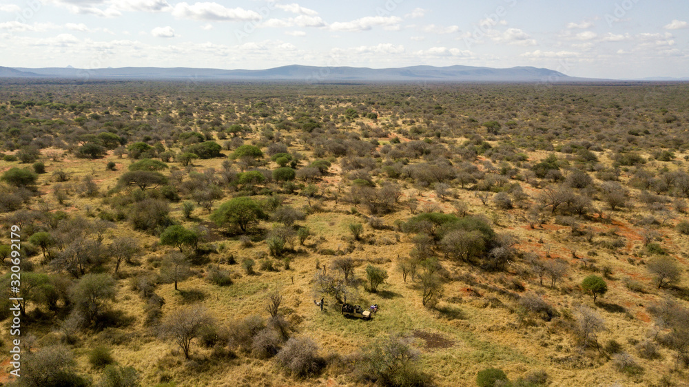 aerial view of a landscape in Tanzania.