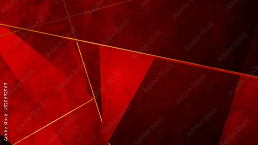 Dark red grunge corporate abstract motion background with golden lines. Seamless looping. Video animation Ultra HD 4K 3840x2160
