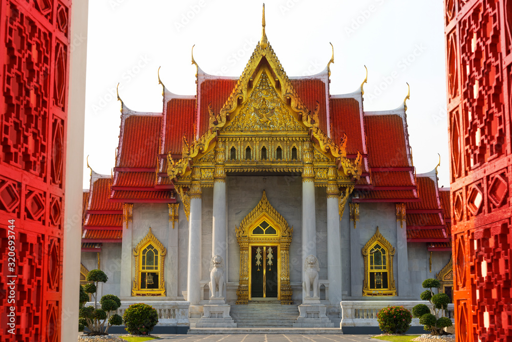 Wat Benchamabophit temple in Bangkok Thailand, open the gate of Marble Temple Wat Benchamabophit temple in Bangkok Thailand, open the gate of Marble Temple