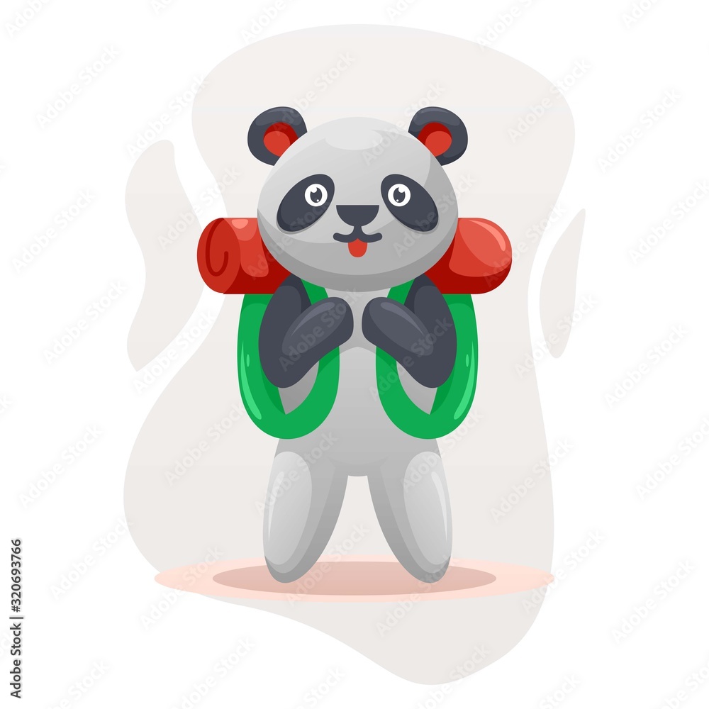 panda goes to school with a bag cartoon vector panda goes to school with a bag cartoon vector