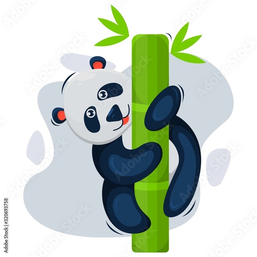 Cute panda with bamboo cartoon vector