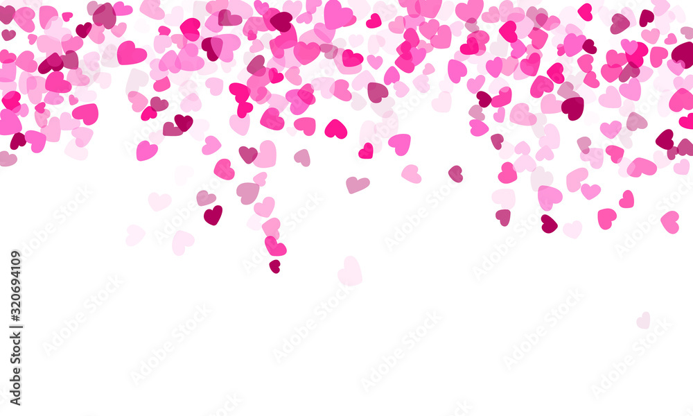 Hearts confetti flying vector background graphic design.