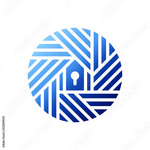 Woven circle with key hole in the middle for the concept of the icon or logo