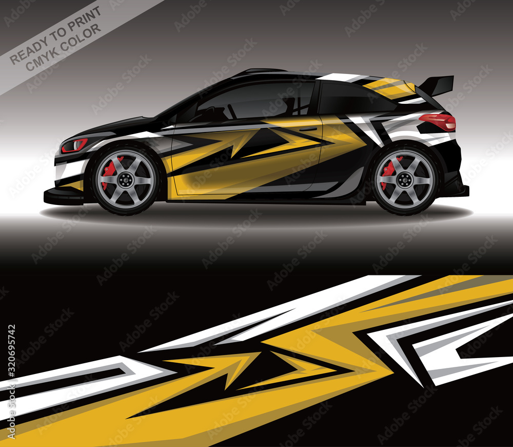 Car wrap decal design vector, custom livery race rally car vehicle sticker and tinting.