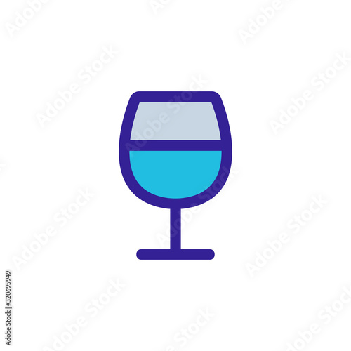 a glass of wine icon vector. A thin line sign. Isolated contour symbol illustration