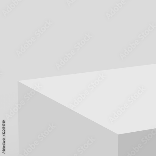 3d gray white cube and box podium .. minimal scene studio background. Abstract 3d geometric shape object illustration render. Display for online business product.
