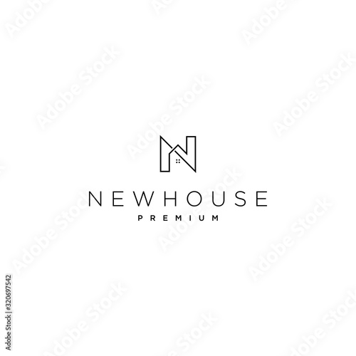 letter n with house line logo premium vector design template photo