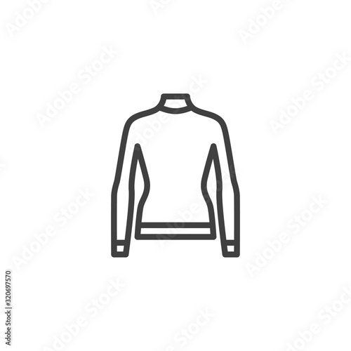 Tight turtleneck with long sleeves line icon. linear style sign for mobile concept and web design. Female Turtleneck sweater outline vector icon. Symbol, logo illustration. Vector graphics