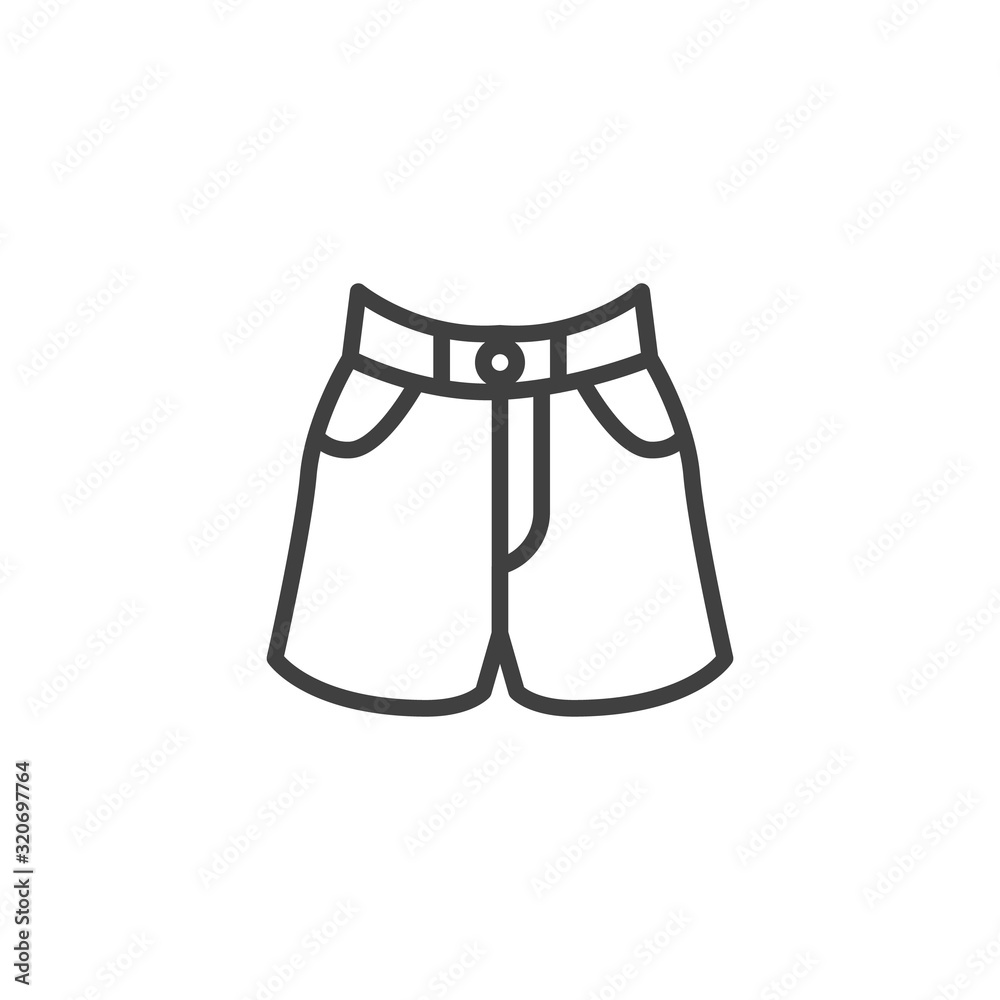 Womens shorts line icon. linear style sign for mobile concept and web design. Short skirt outline vector icon. Symbol, logo illustration. Vector graphics
