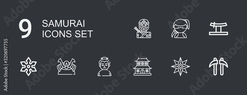 Editable 9 samurai icons for web and mobile