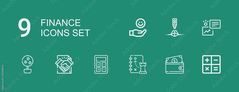 Editable 9 finance icons for web and mobile Editable 9 finance icons for web and mobile