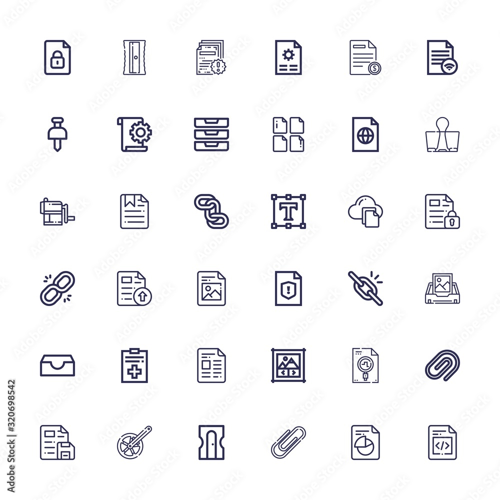 Editable 36 attach icons for web and mobile