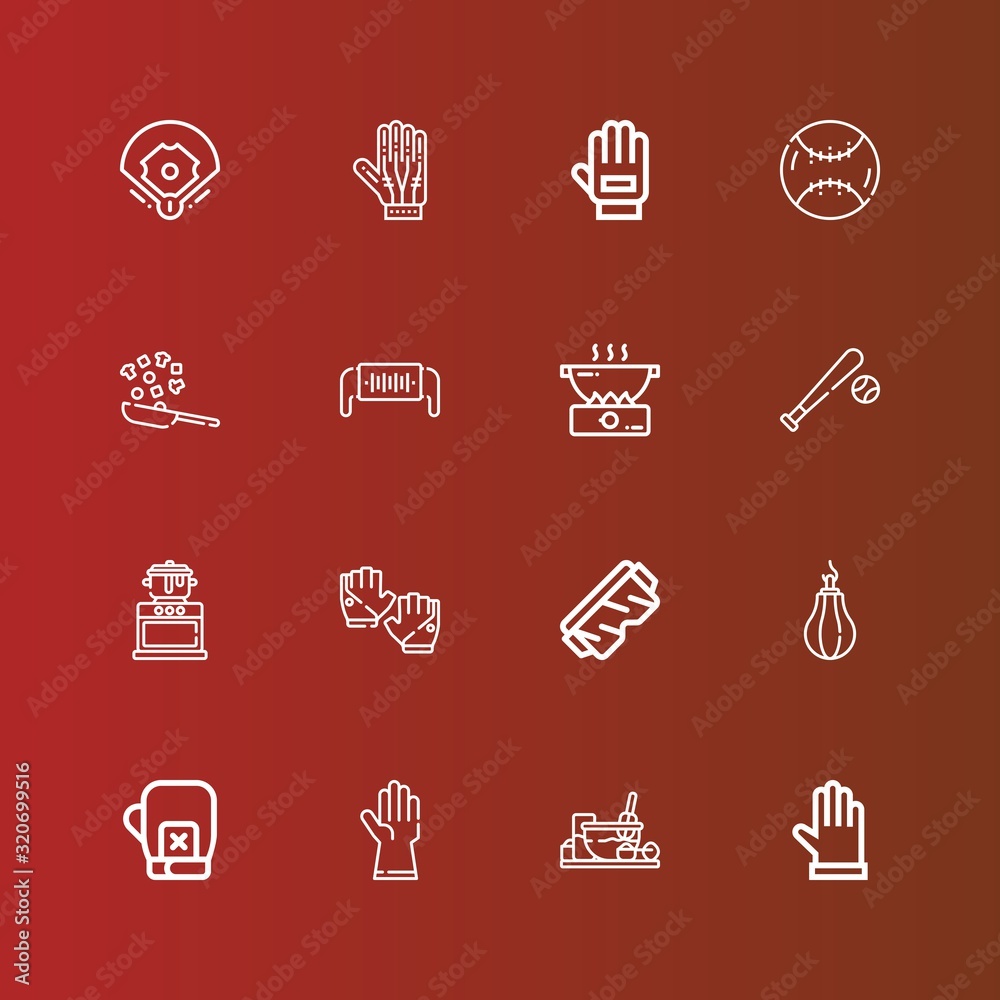 Editable 16 glove icons for web and mobile Editable 16 glove icons for web and mobile