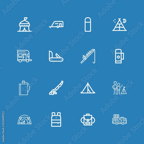 Editable 16 camping icons for web and mobile