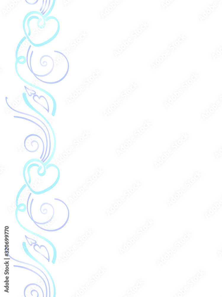 Border ornament heart blue and blue tape. Border pattern heart art line vector Border ornament heart blue and blue tape. Border pattern heart art line vector