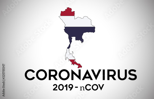 CoronaVirus in Thailand and Country flag inside Country border Map Vector Design.