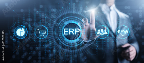 ERP Enterprise resources planning system software business technology.