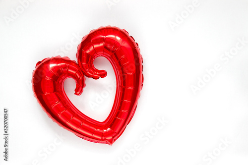 Foil balloon on a white background. Holiday concept valentine's day.