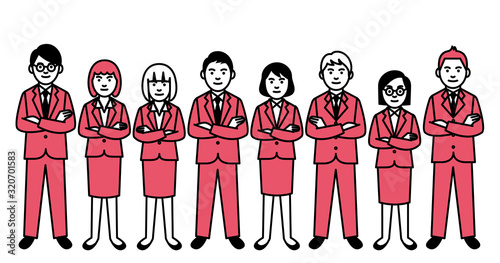 Group of business people on white background. Vector illustration.