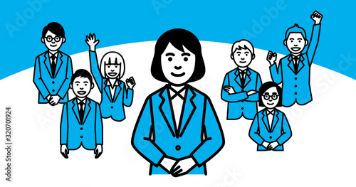 Group of business people on white background. Vector illustration.