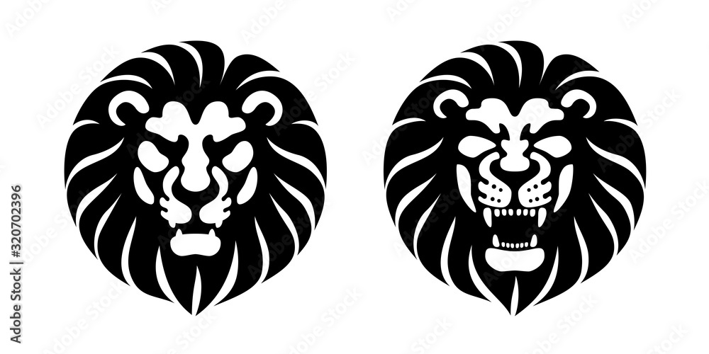 Lion Head front view logo vector design template icon illustration Lion Head front view logo vector design template icon illustration